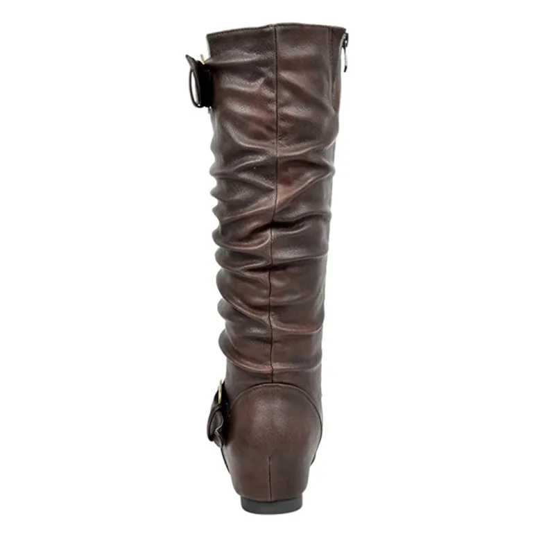 Wide Calf Fur-lined Low Hidden Wedge Boots