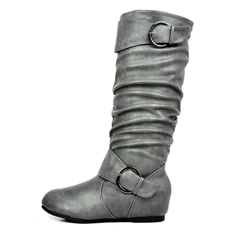 Wide Calf Fur-lined Low Hidden Wedge Boots