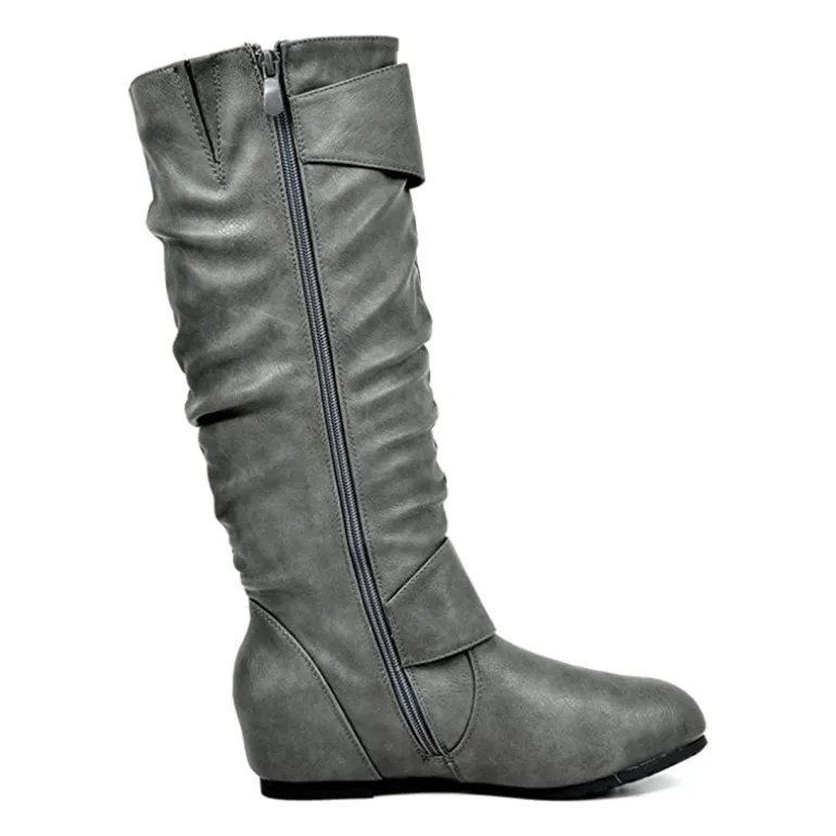 Wide Calf Fur-lined Low Hidden Wedge Boots