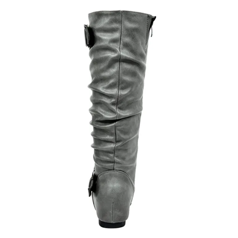 Wide Calf Fur-lined Low Hidden Wedge Boots