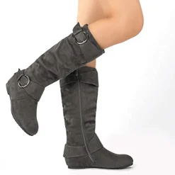 Wide Calf Fur-lined Low Hidden Wedge Boots