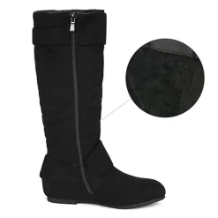 Wide Calf Fur-lined Low Hidden Wedge Boots