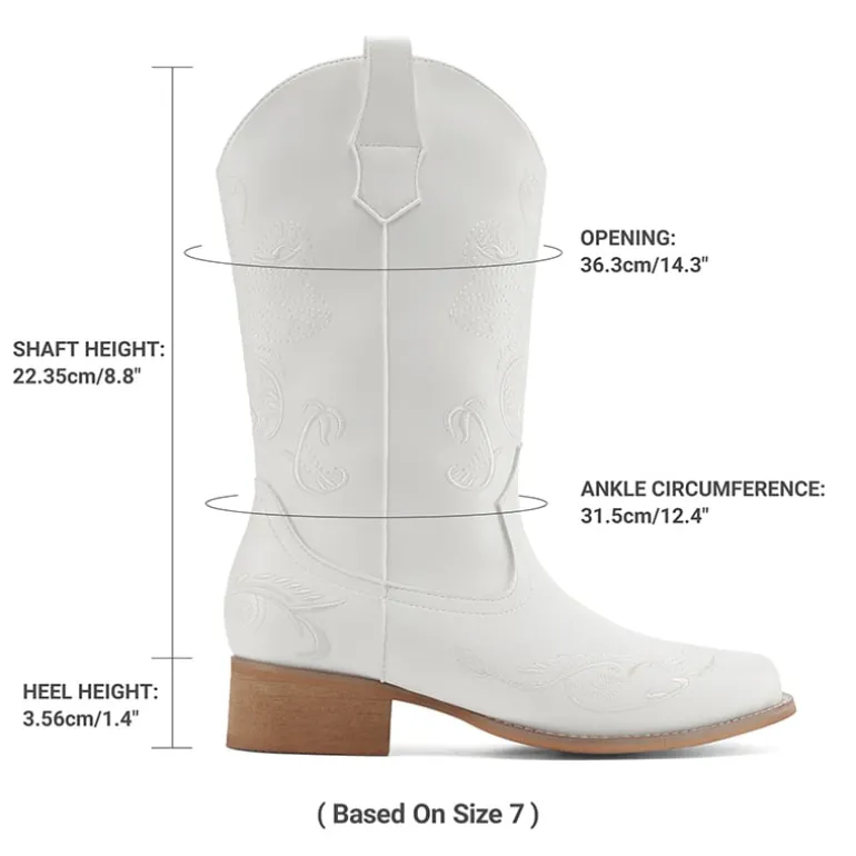 Wide-calf Square Toe Embroidered Cowboy Boots