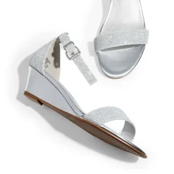 Wide-Toe Ankle Strap Low Wedge Sandals