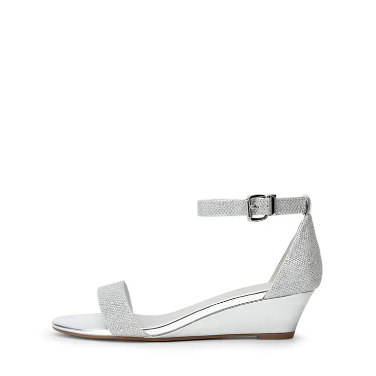 Wide-Toe Ankle Strap Low Wedge Sandals