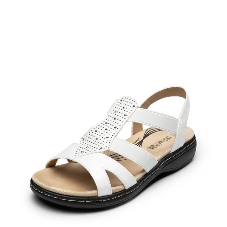 Wide-Toe Arch Support Rhinestones Strappy Sandals