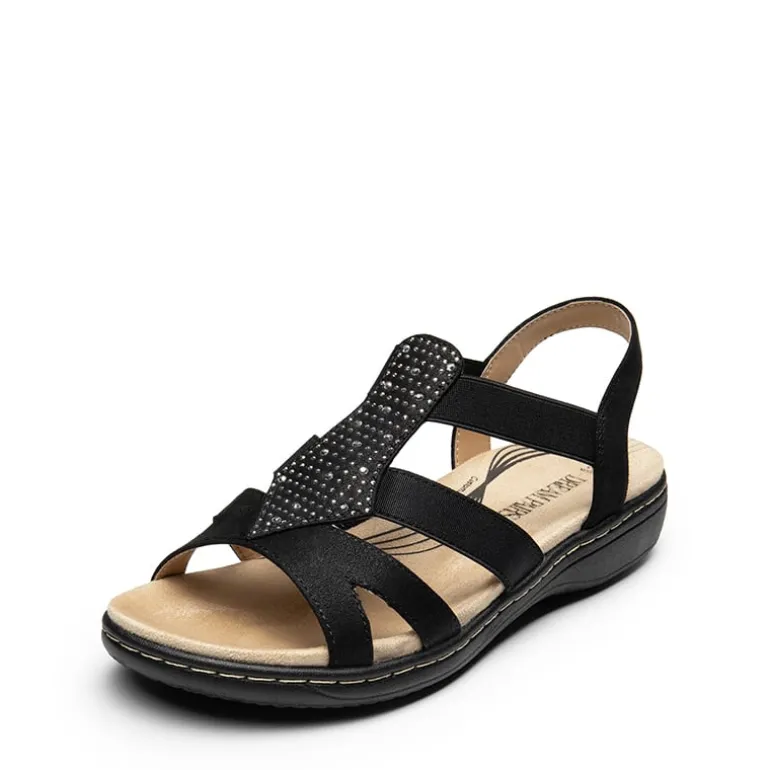 Wide-Toe Arch Support Rhinestones Strappy Sandals