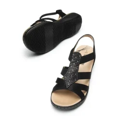 Wide-Toe Arch Support Rhinestones Strappy Sandals