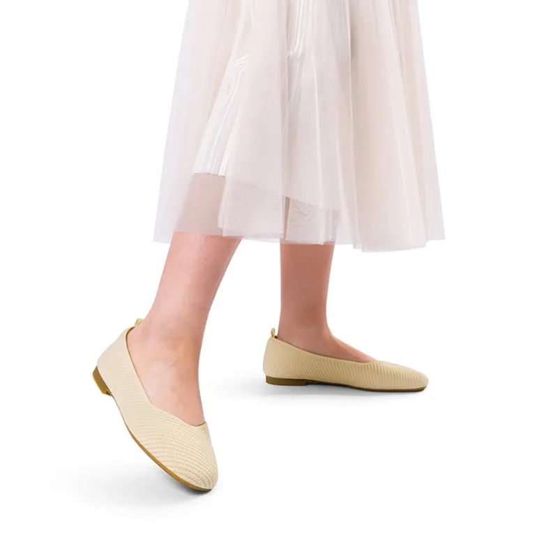 Wide-Toe Knit Flats