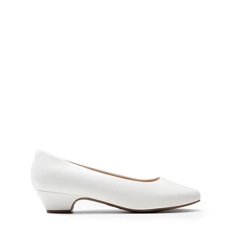 Wide-Toe Slip-On Low Heel Pumps