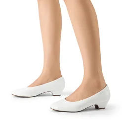 Wide-Toe Slip-On Low Heel Pumps