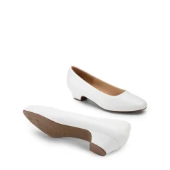 Wide-Toe Slip-On Low Heel Pumps