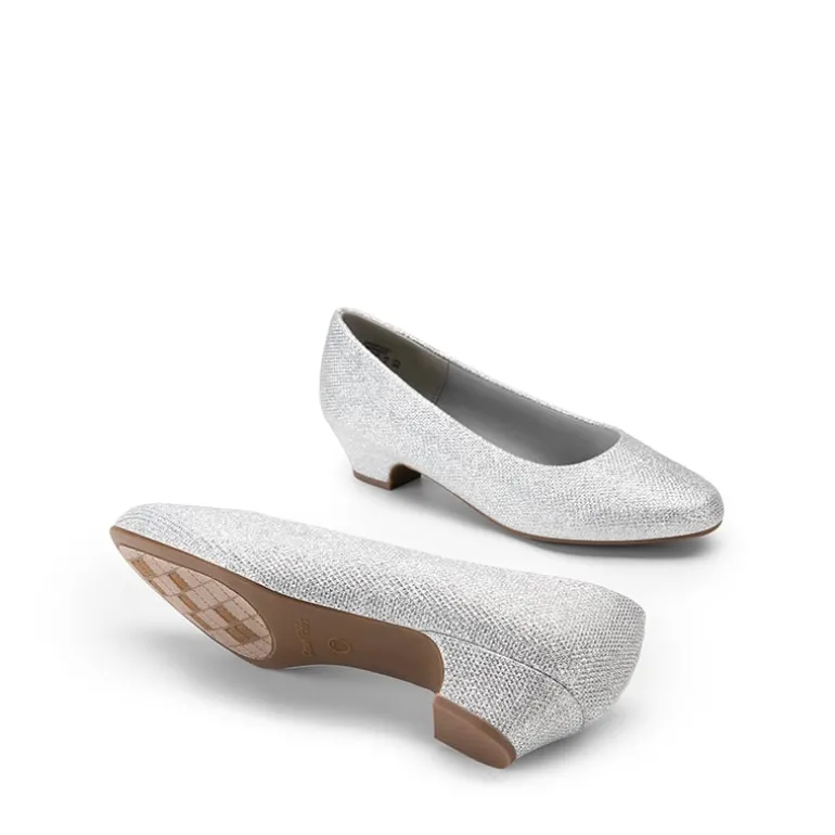 Wide-Toe Slip-On Low Heel Pumps