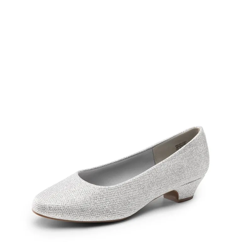 Wide-Toe Slip-On Low Heel Pumps