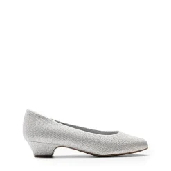 Wide-Toe Slip-On Low Heel Pumps