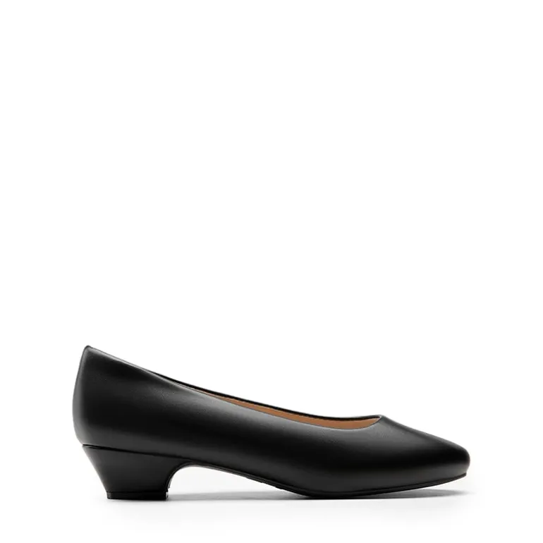 Wide-Toe Slip-On Low Heel Pumps
