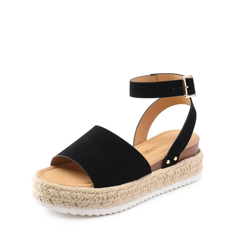 Wide-Toe Wedge Platform Espadrille Sandals