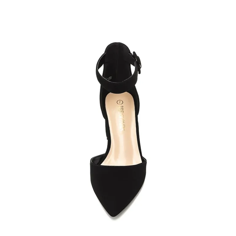 Wide Width Ankle Strap Chunky Low Heel Pumps