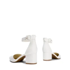 Wide Width Ankle Strap Chunky Low Heel Pumps