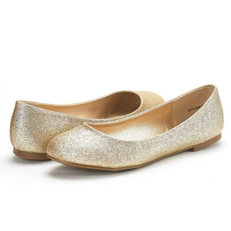 Wide Width Comfortable Ballerina Sparkly Flats