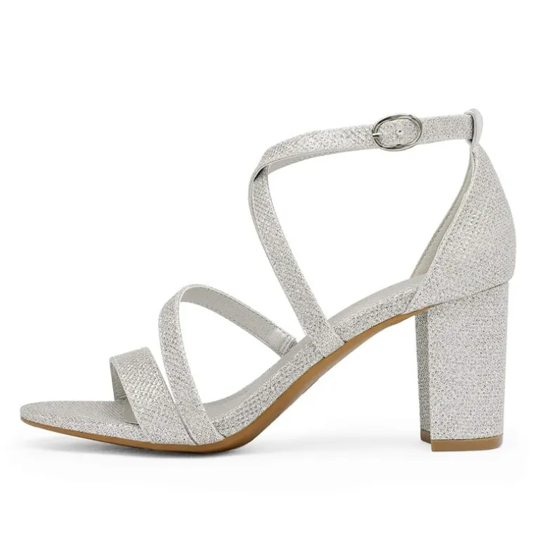 Wide Width Dressy Chunky Strappy Sandals