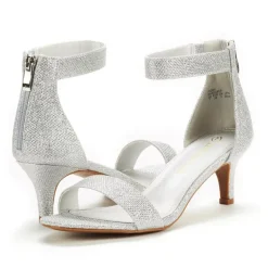 Wide Width Open Toe Kitten Heel Sandals