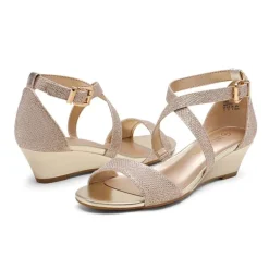 Wide Width Open Toe Low Wedge Sandals