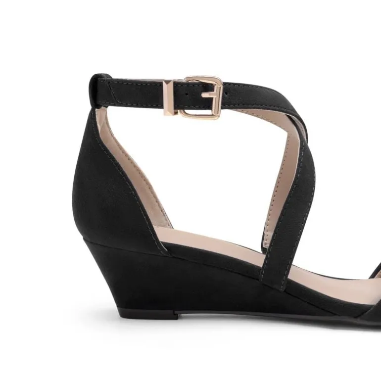 Wide Width Open Toe Low Wedge Sandals