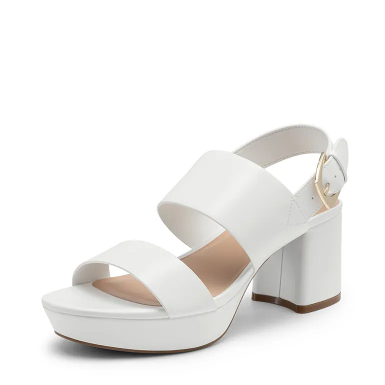 Women’s Chunky Heel Buckle Strap Sandals with Cushioned Insole