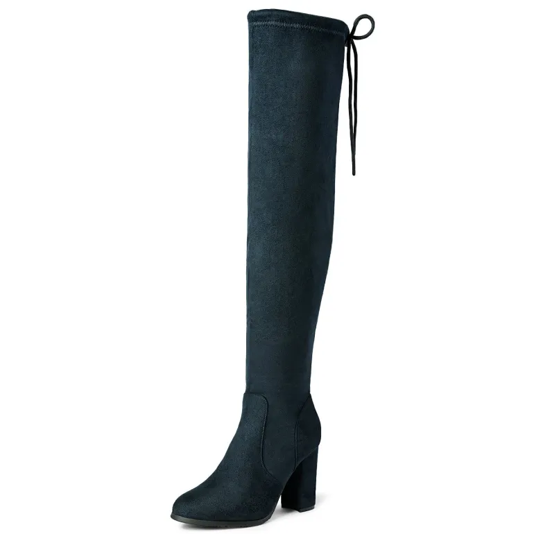 Women's Chunky Heel Thigh-High Boots