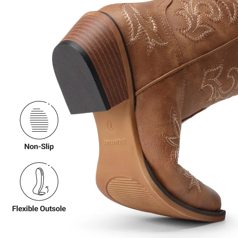 Women's Embroidered Cowboy Ankle Boots