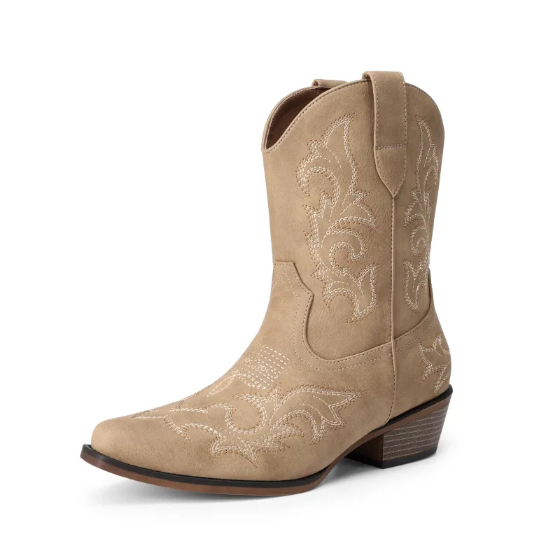 Women's Embroidered Cowboy Ankle Boots