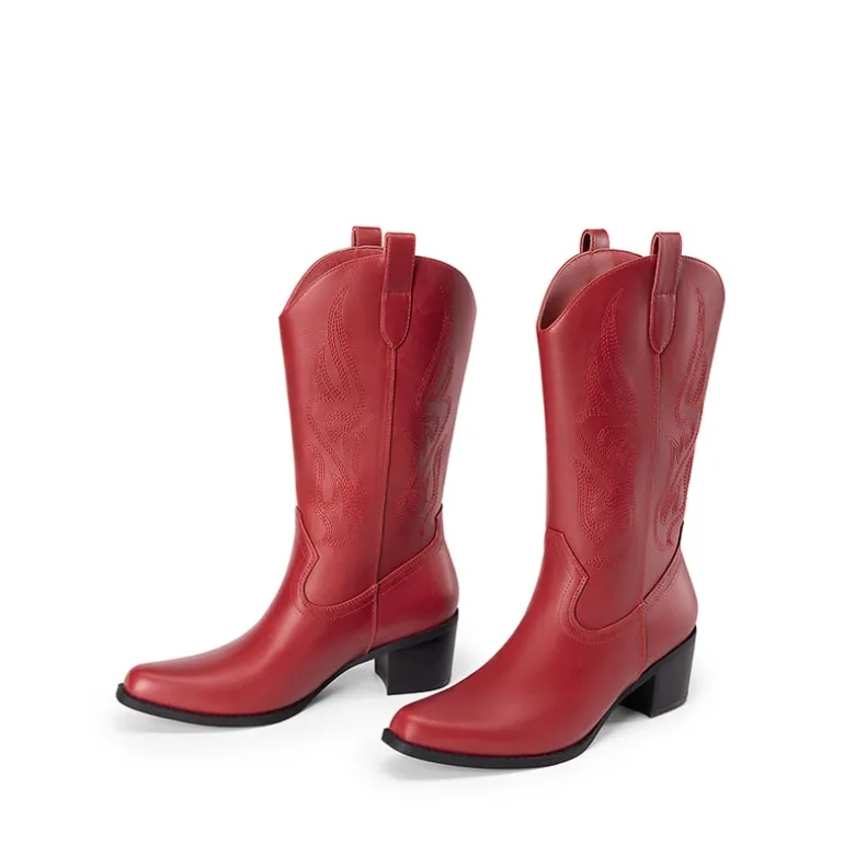 Women’s Embroidered Mid-Calf Cowboy Boots