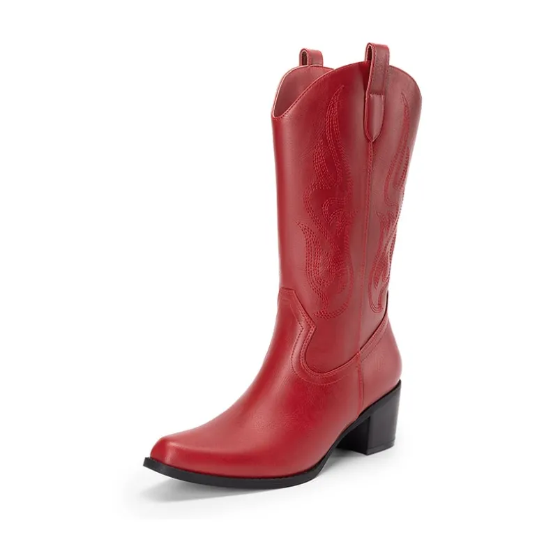 Women’s Embroidered Mid-Calf Cowboy Boots