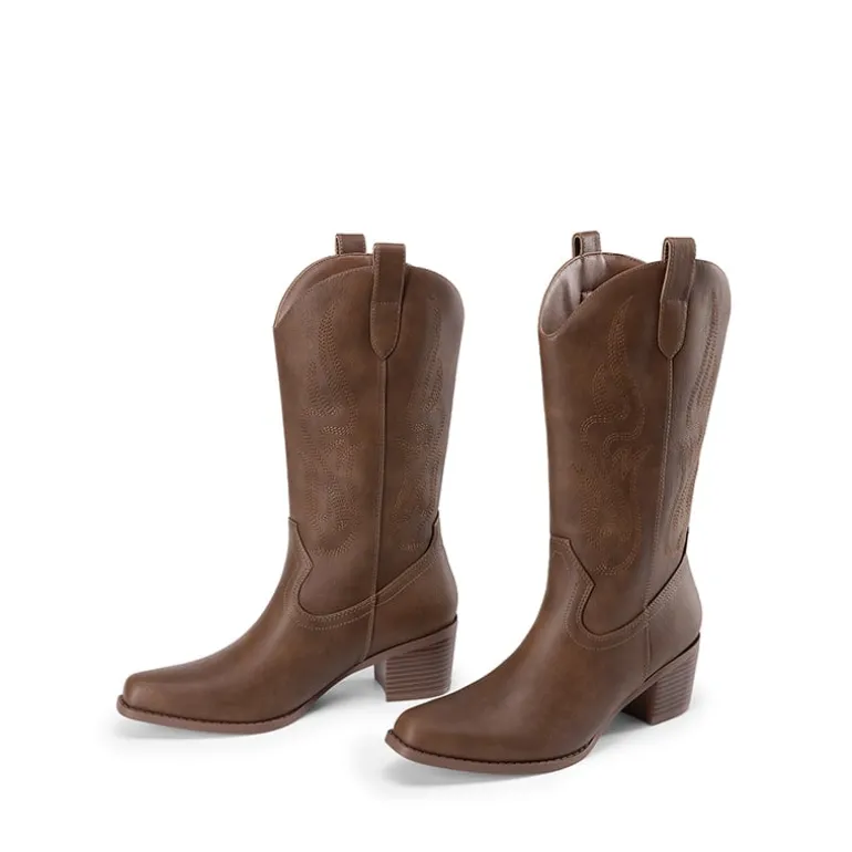 Women’s Embroidered Mid-Calf Cowboy Boots