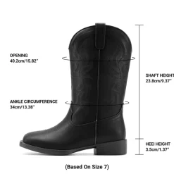 Women's Embroidered Mid-Calf Cowboy Boots