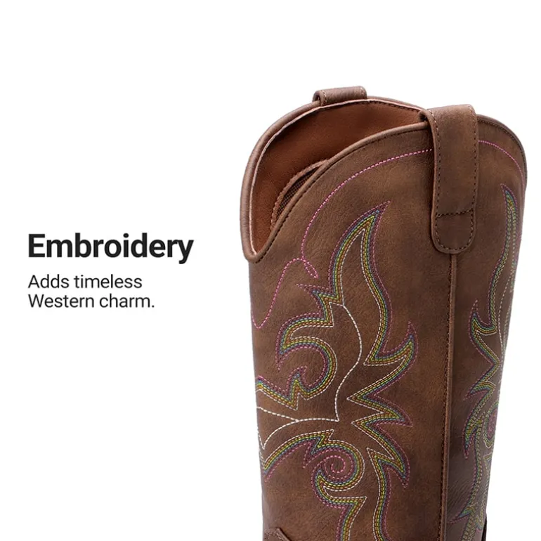 Women's Embroidered Mid-Calf Cowboy Boots