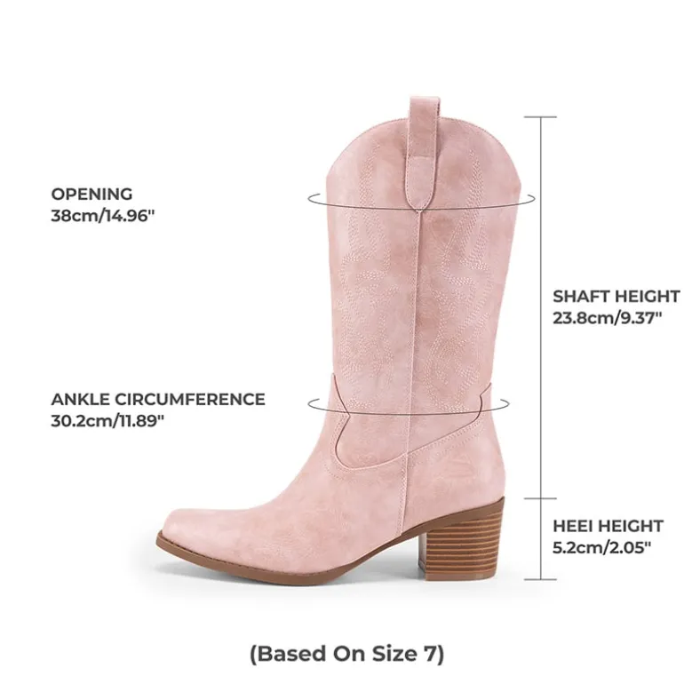 Women’s Embroidered Mid-Calf Cowboy Boots
