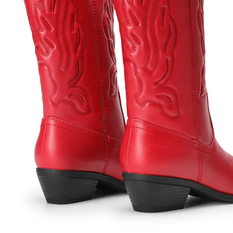 Women’s Embroidered Pointed-Toe Mid-Calf Western Boots