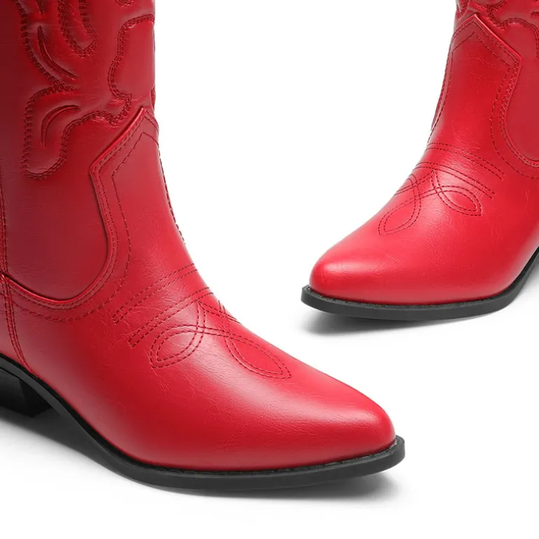 Women’s Embroidered Pointed-Toe Mid-Calf Western Boots