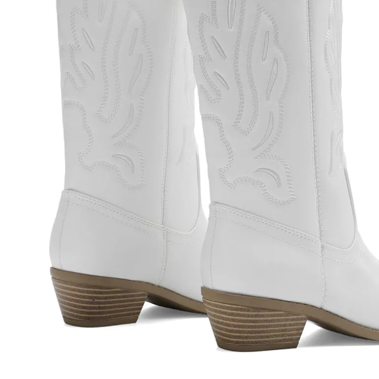 Women’s Embroidered Pointed-Toe Mid-Calf Western Boots