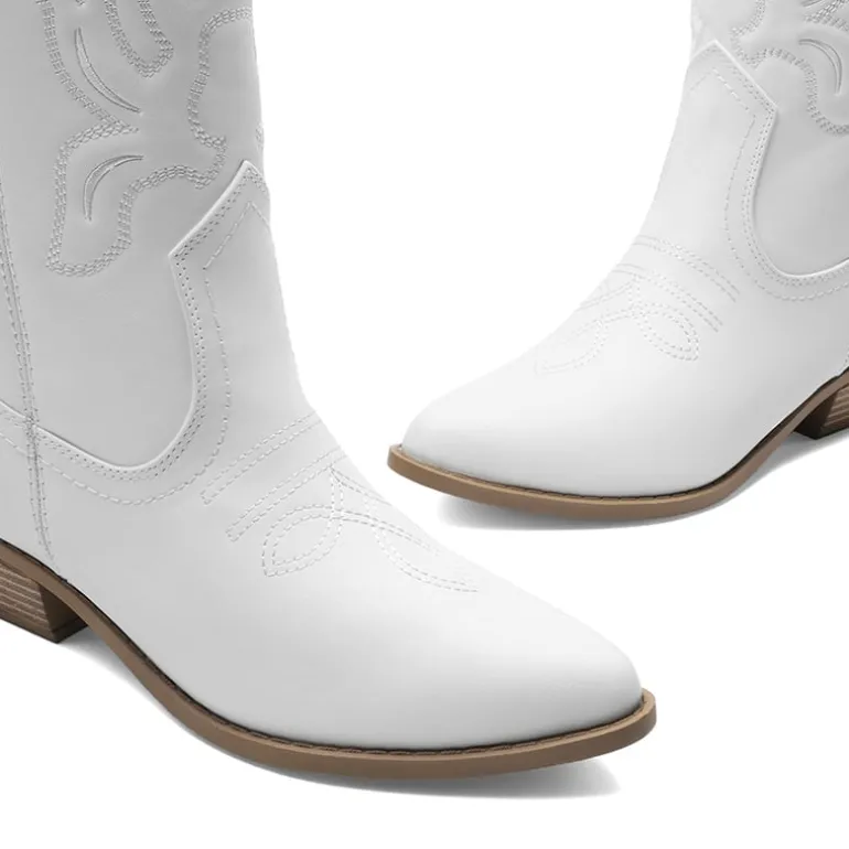 Women’s Embroidered Pointed-Toe Mid-Calf Western Boots