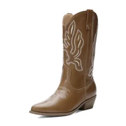 Women’s Embroidered Pointed-Toe Mid-Calf Western Boots