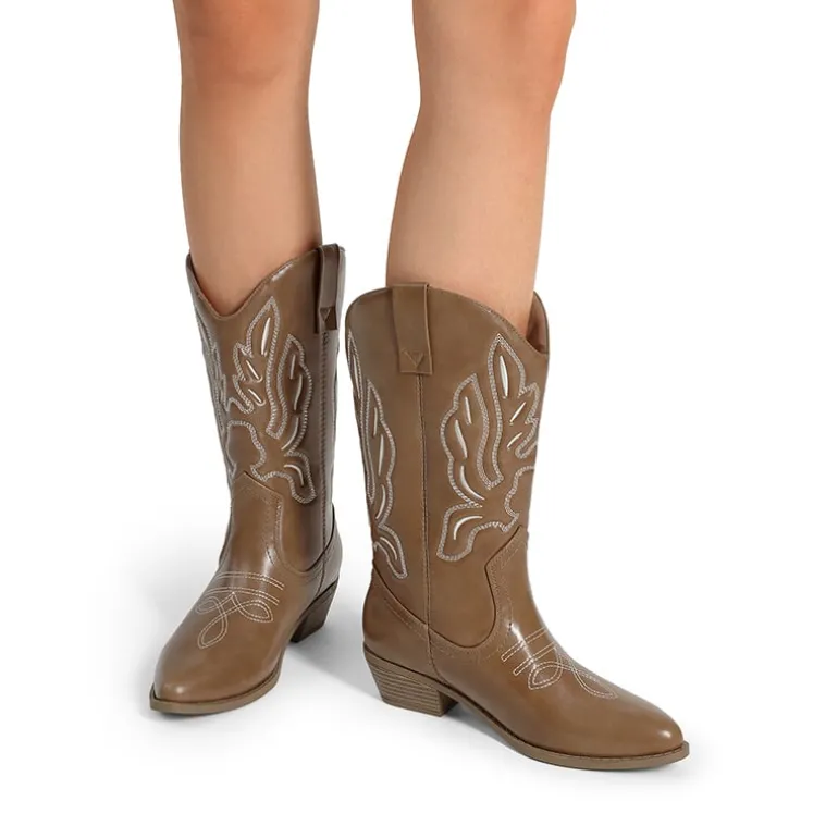 Women’s Embroidered Pointed-Toe Mid-Calf Western Boots