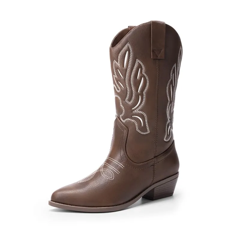 Women’s Embroidered Pointed-Toe Mid-Calf Western Boots