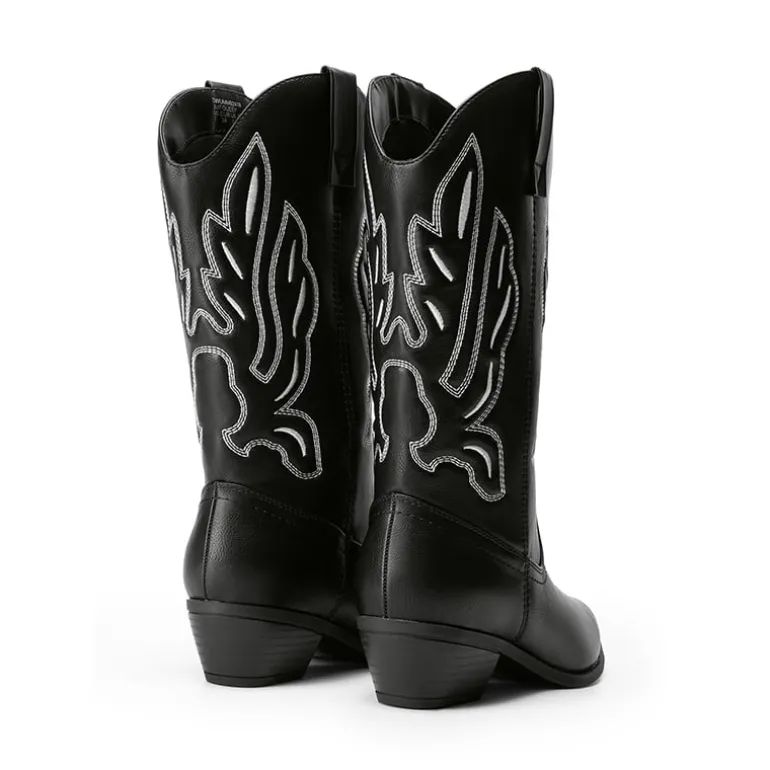 Women’s Embroidered Pointed-Toe Mid-Calf Western Boots