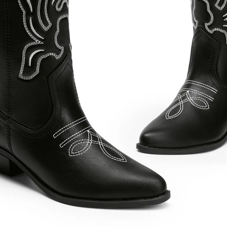 Women’s Embroidered Pointed-Toe Mid-Calf Western Boots