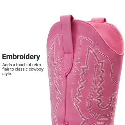 Women’s Embroidered Square Toe Western Cowboy Boots with Zipper