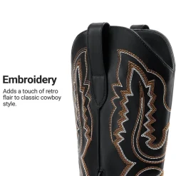 Women’s Embroidered Square Toe Western Cowboy Boots with Zipper