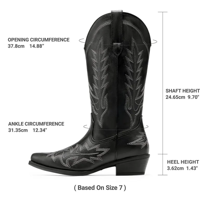Women's Feather Embroidered Cowboy Boots
